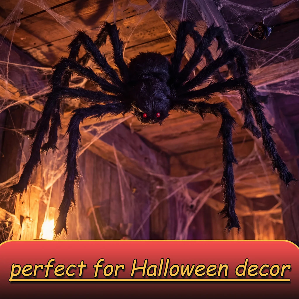 Feature graphic for the 75cm black spider decorations four-pack, highlighting visible design details and intended use.