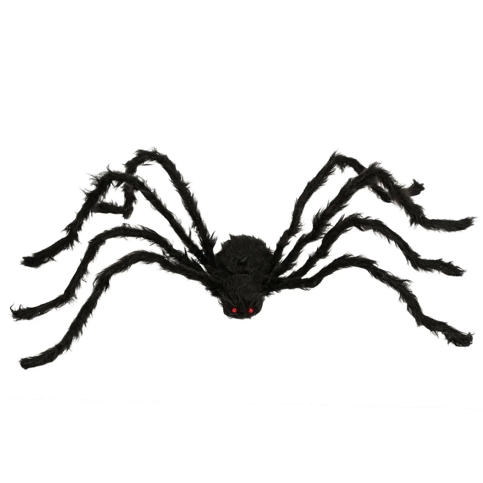 Front view of the 75cm black spider decorations four-pack, showing its overall shape and visible design.