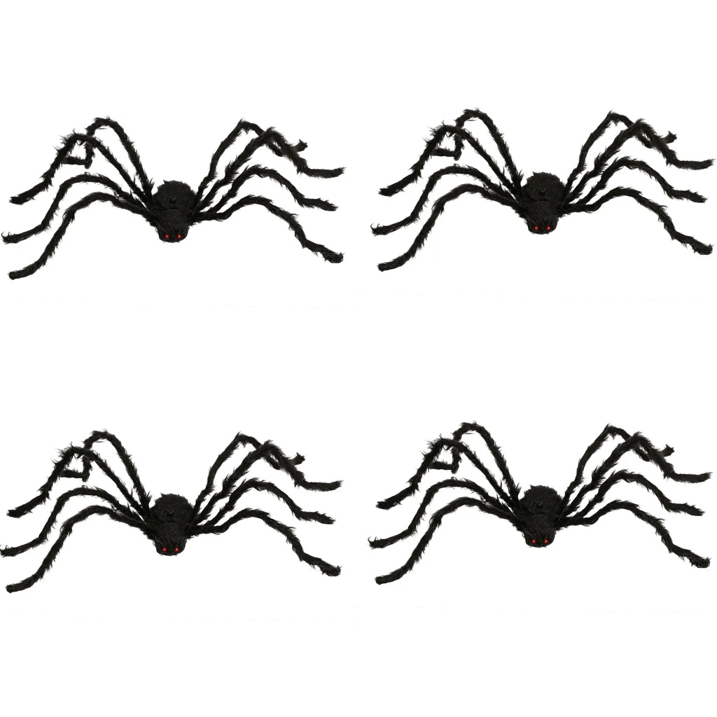 Styled view of the 75cm black spider decorations four-pack, showing how the item appears in use.