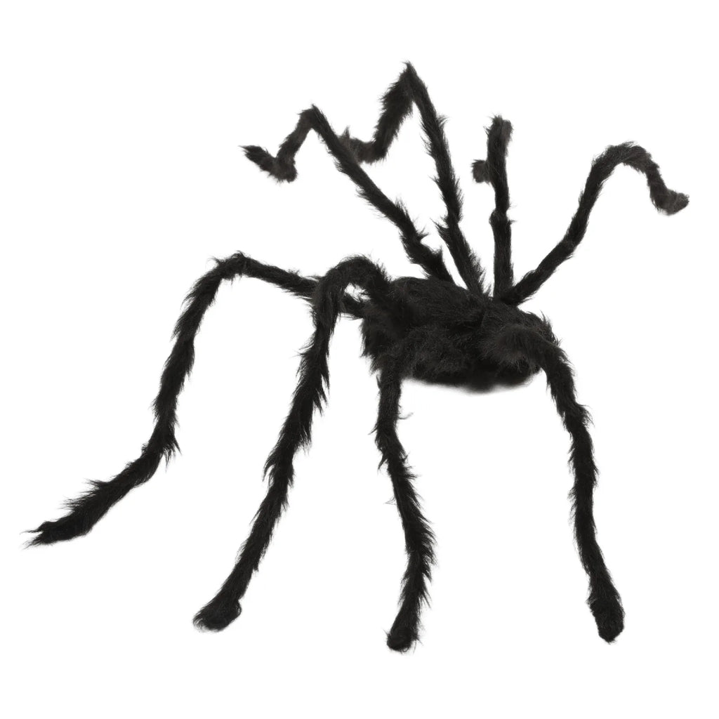 Multiple-angle view of the 75cm black spider decorations four-pack, showing its shape from different sides.
