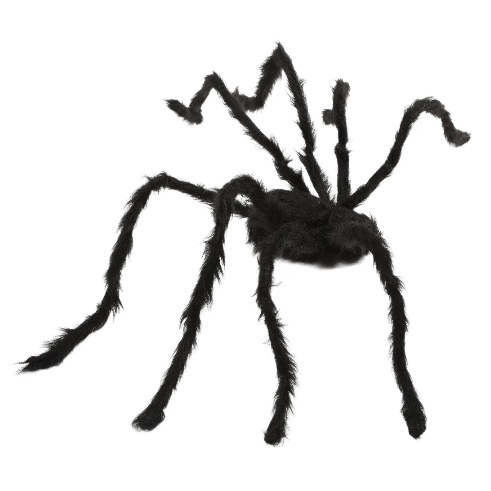 Multiple-angle view of the 75cm black spider decorations four-pack, showing its shape from different sides.
