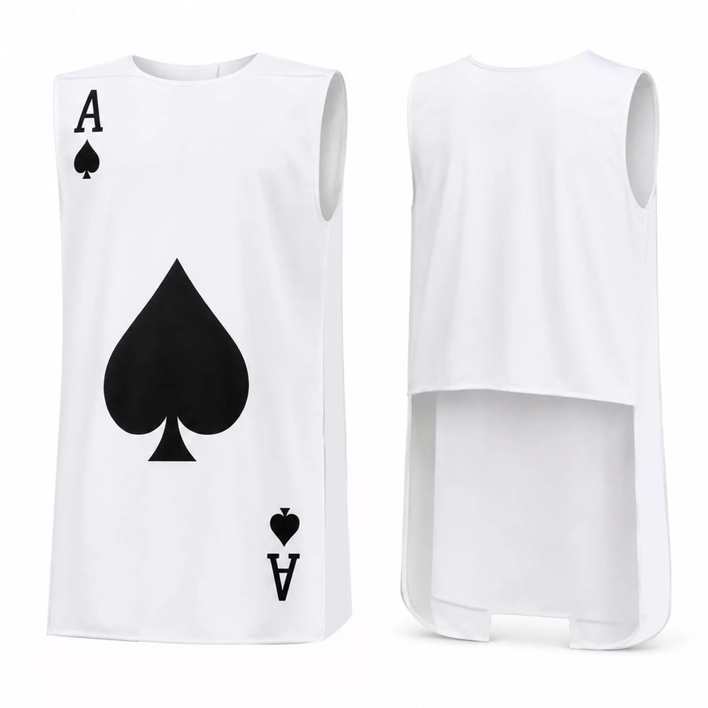 Ace of spades costume shown from the front and back.