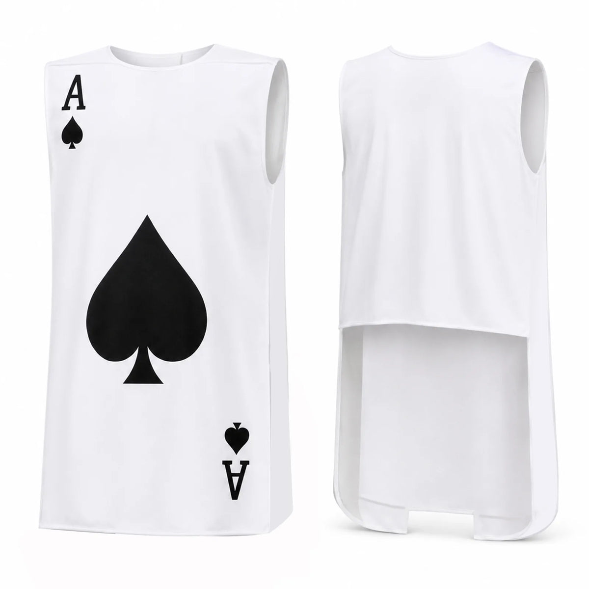 Ace of spades costume shown from the front and back.