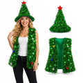 Adult Christmas tree vest and hat costume with LED lights image 1