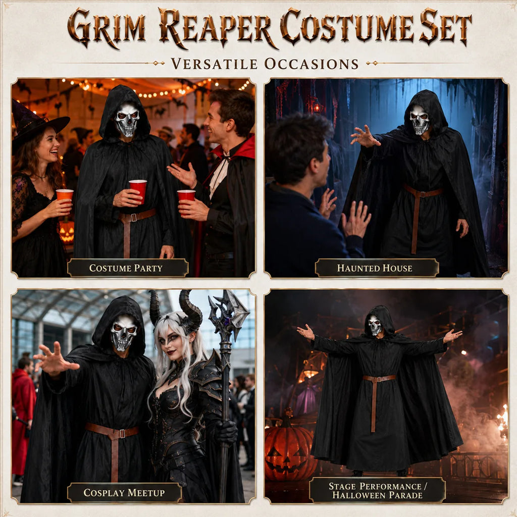 Adult grim reaper costume for parties haunted houses cosplay and stage