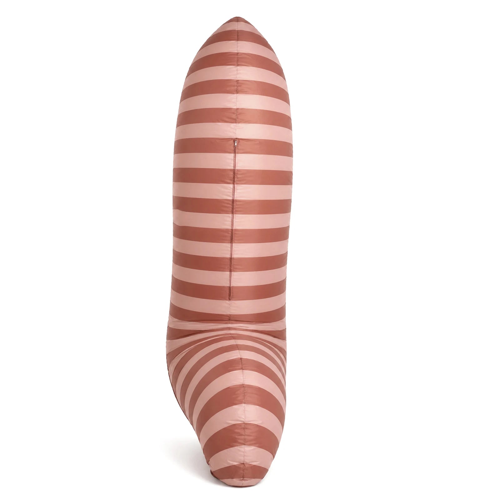 Side and rear views reveal the worm costume's curved segmented form and wide base opening.