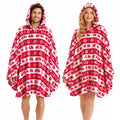 Adult red Christmas hooded wearable blanket front view