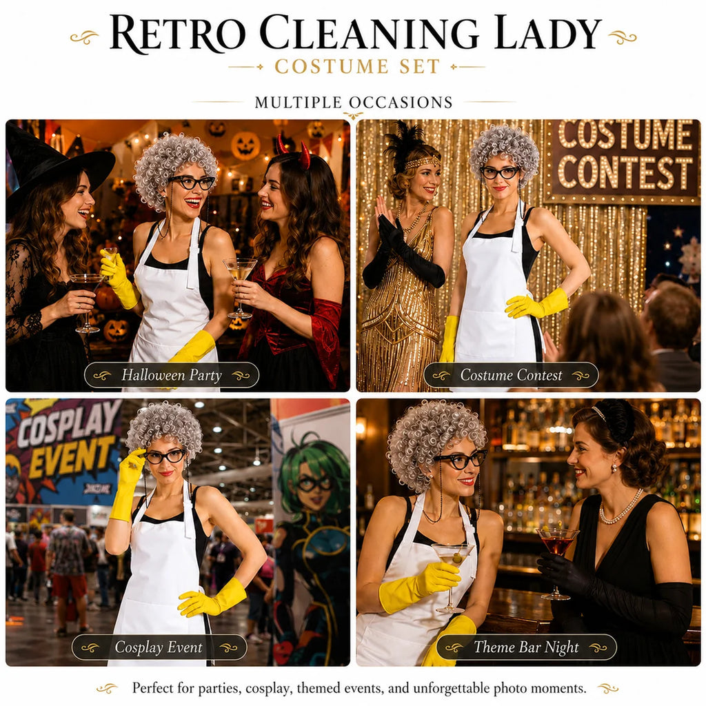 Retro cleaning lady costume for contests cosplay and theme parties
