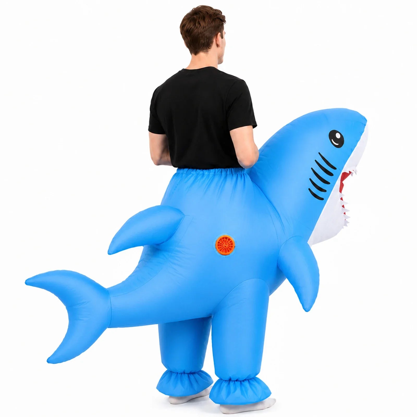 Adult Inflatable Shark Costume – Pink or Blue blue alternate angle 1