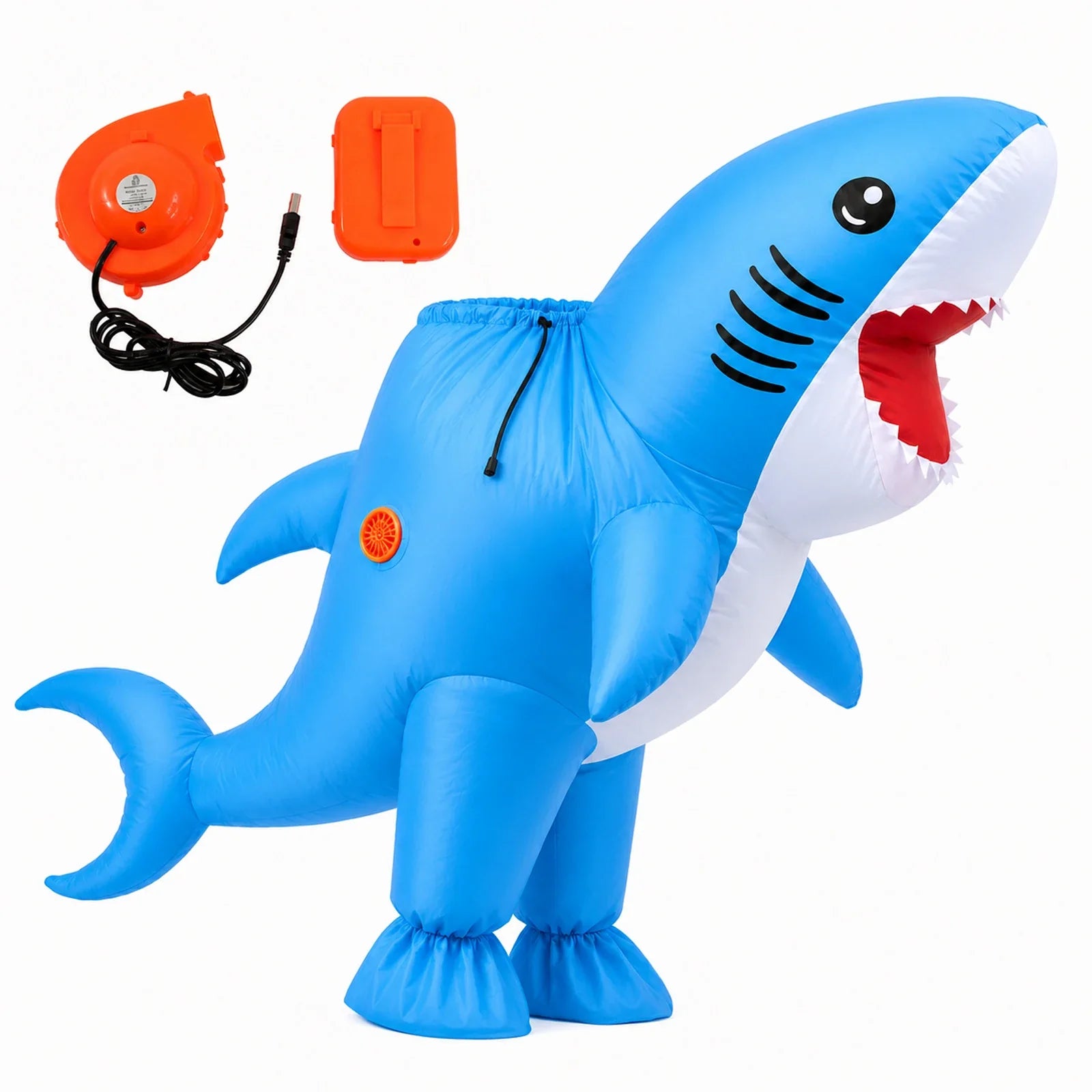 Adult Inflatable Shark Costume – Pink or Blue blue alternate angle 2