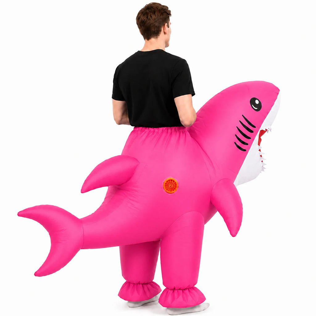 Adult Inflatable Shark Costume – Pink or Blue pink alternate angle 4