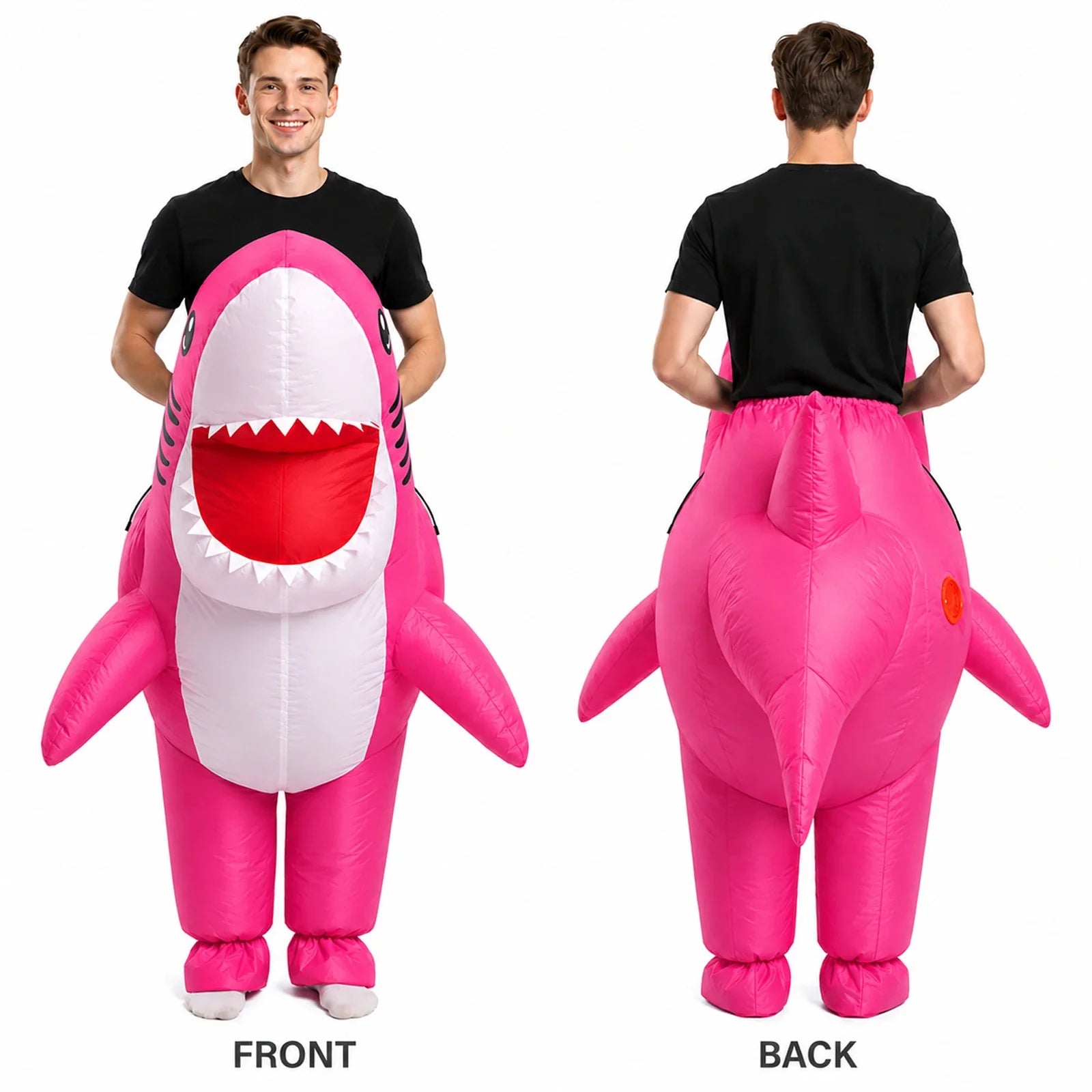 Adult Inflatable Shark Costume – Pink or Blue pink alternate angle 5
