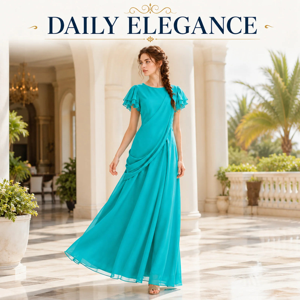 Adult Statue of Liberty costume styled in a themed scene