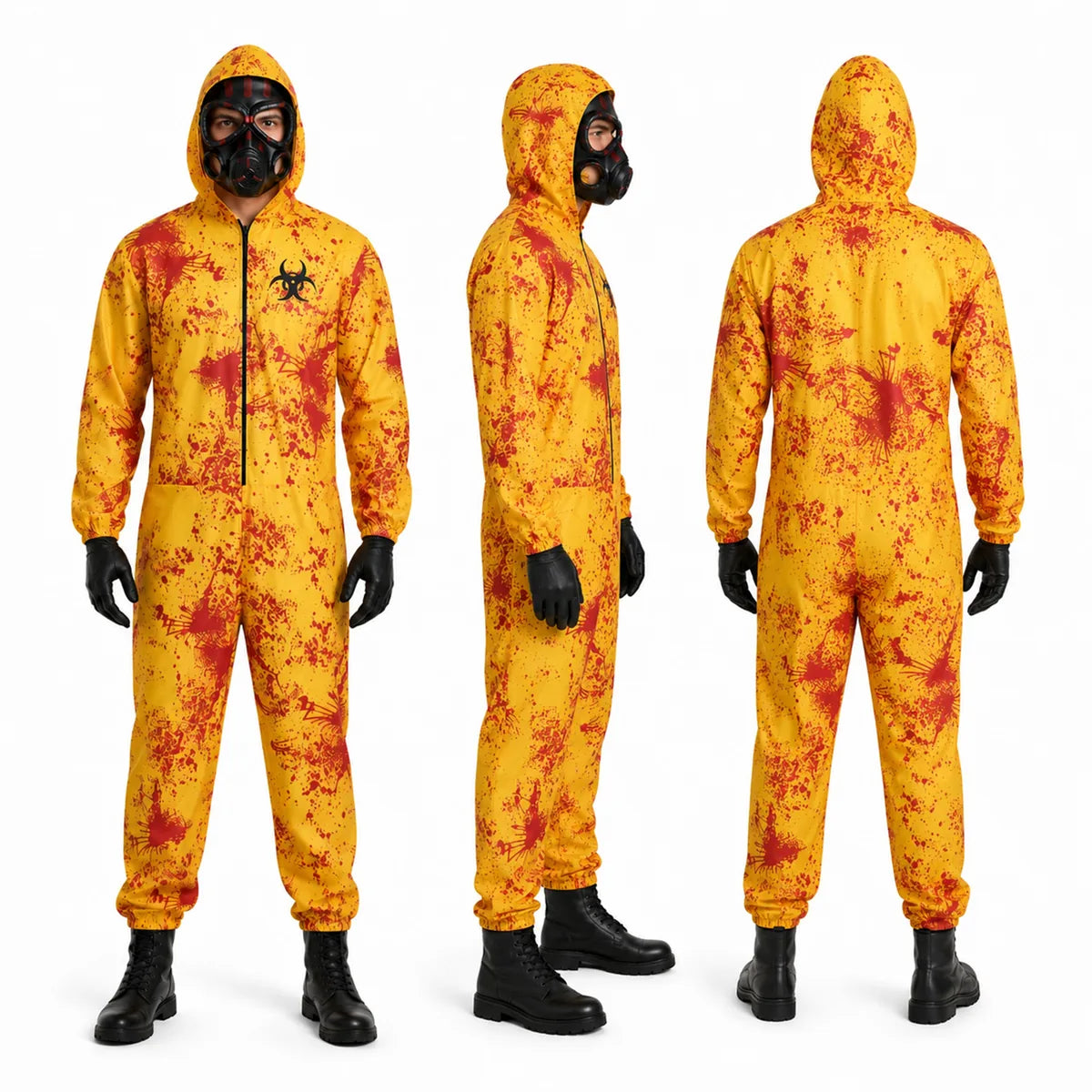 Adult yellow contaminated-zone costume full-body pose