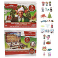 Advent calendar figures and flat accessories with Christmas Vacation inspired packaging and fold-out house scene.