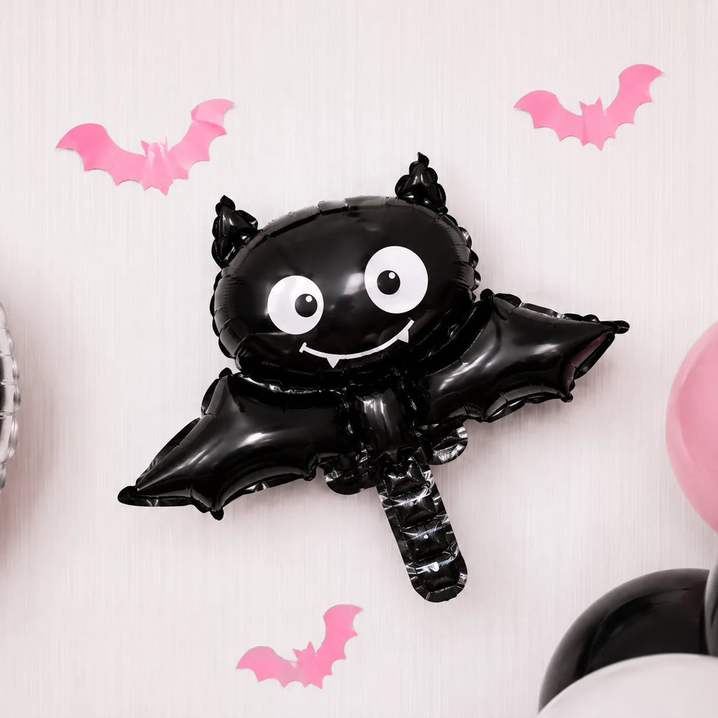 Black bat foil balloon with pink bat wall stickers for Halloween party decorations