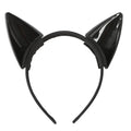Front view of the black cat ear headband, showing its overall shape and visible design.