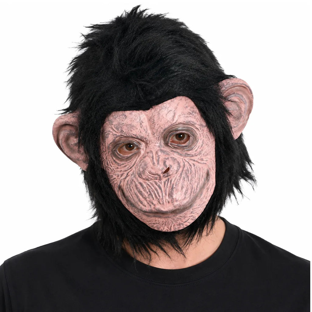 Styled view of the black fur gorilla mask, showing how the item appears in use.