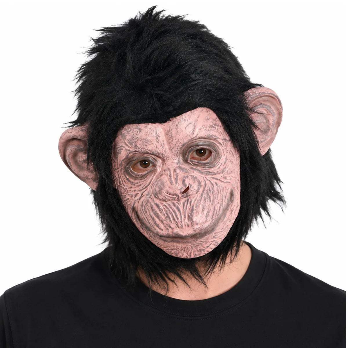 Styled view of the black fur gorilla mask, showing how the item appears in use.