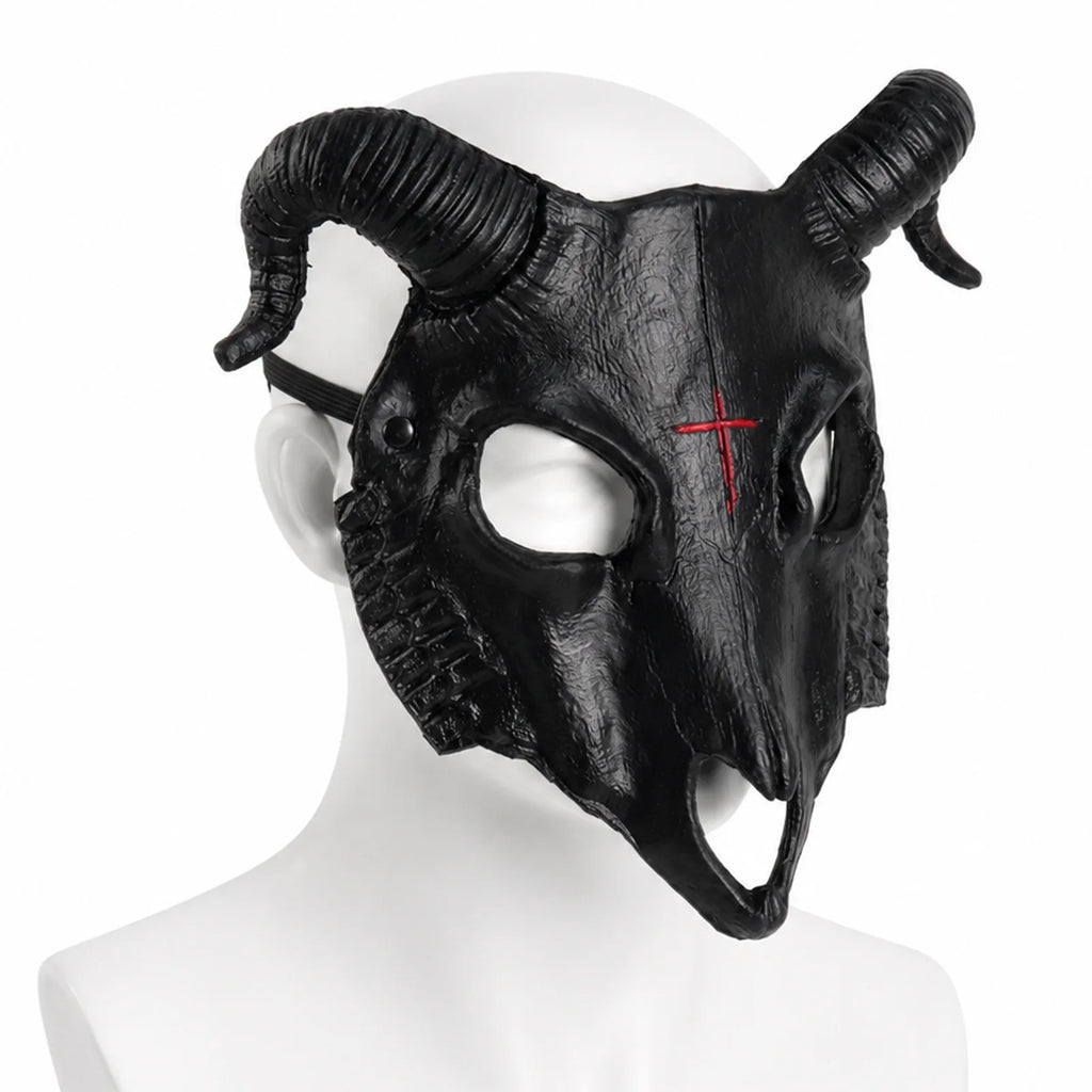 Black Goat Horn Mask, front product view