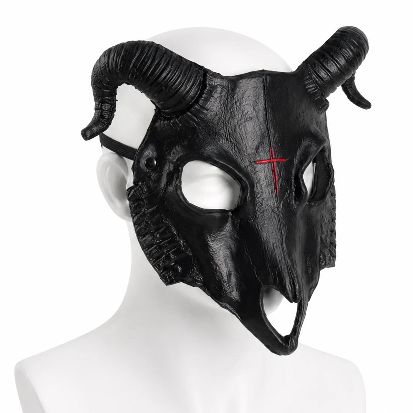 Black Goat Horn Mask, front product view