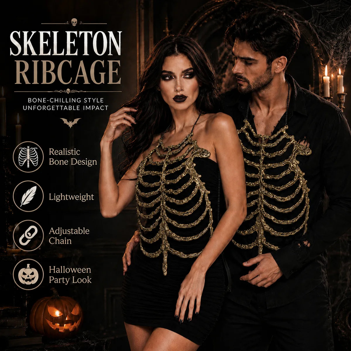Feature graphic for the black gold skeleton chest armor, highlighting visible design details and intended use.