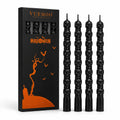 Black skull-shaped Halloween candles with matching gift box, set of 4 for gothic party or haunted house decor