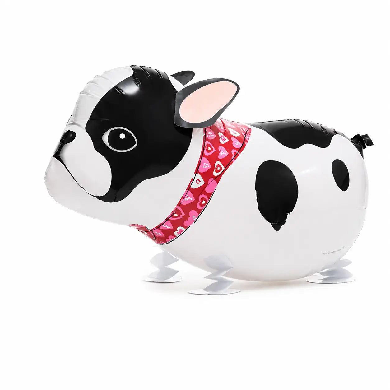 Black and white dog walking balloon toy on white background