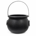 Black witch cauldron bucket with handle for Halloween candy, party favors, table decorations, and themed party displays.