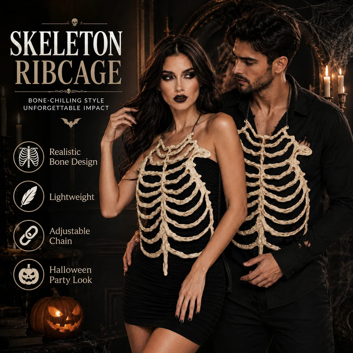 Feature graphic for the bone skeleton chest armor, highlighting visible design details and intended use.