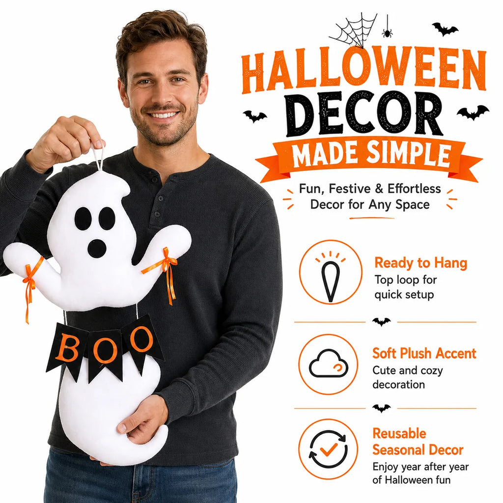 Feature graphic for the boo ghost hanging decoration, highlighting visible design details and intended use.