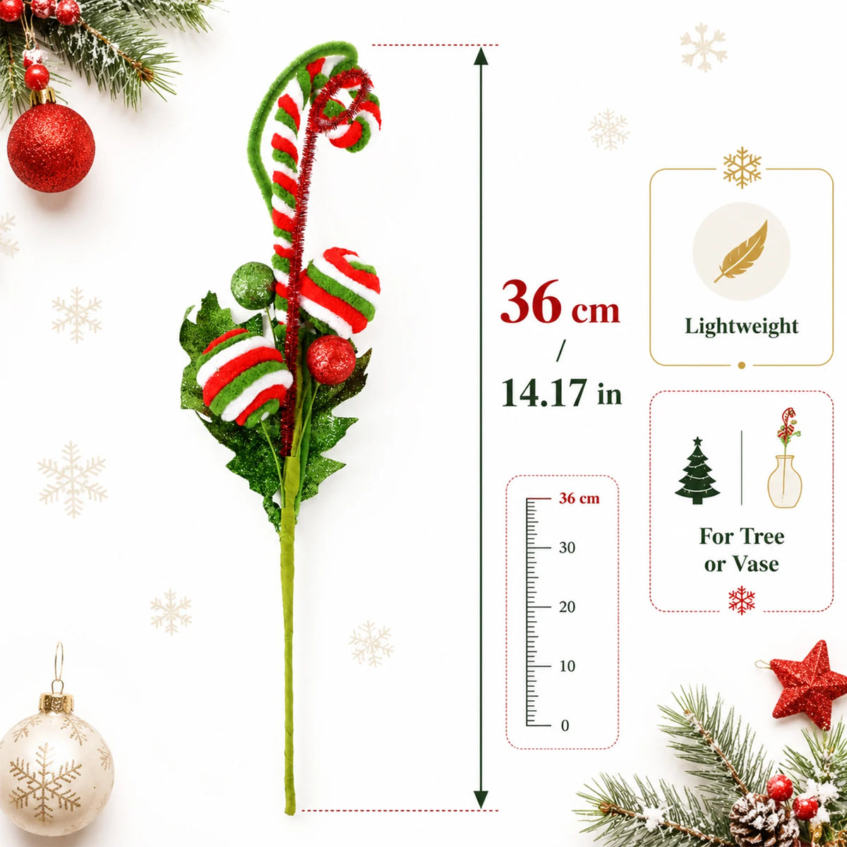 The size graphic shows approximately 36 cm or 14.17 inches overall length for each pick.