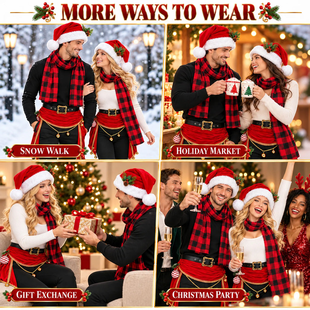 The Christmas accessories set appears in holiday market, gift exchange and Christmas party scenes.