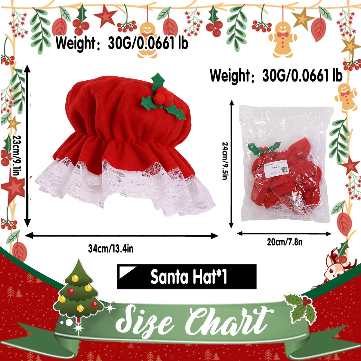 Product graphic shows bonnet dimensions and one hat per package.