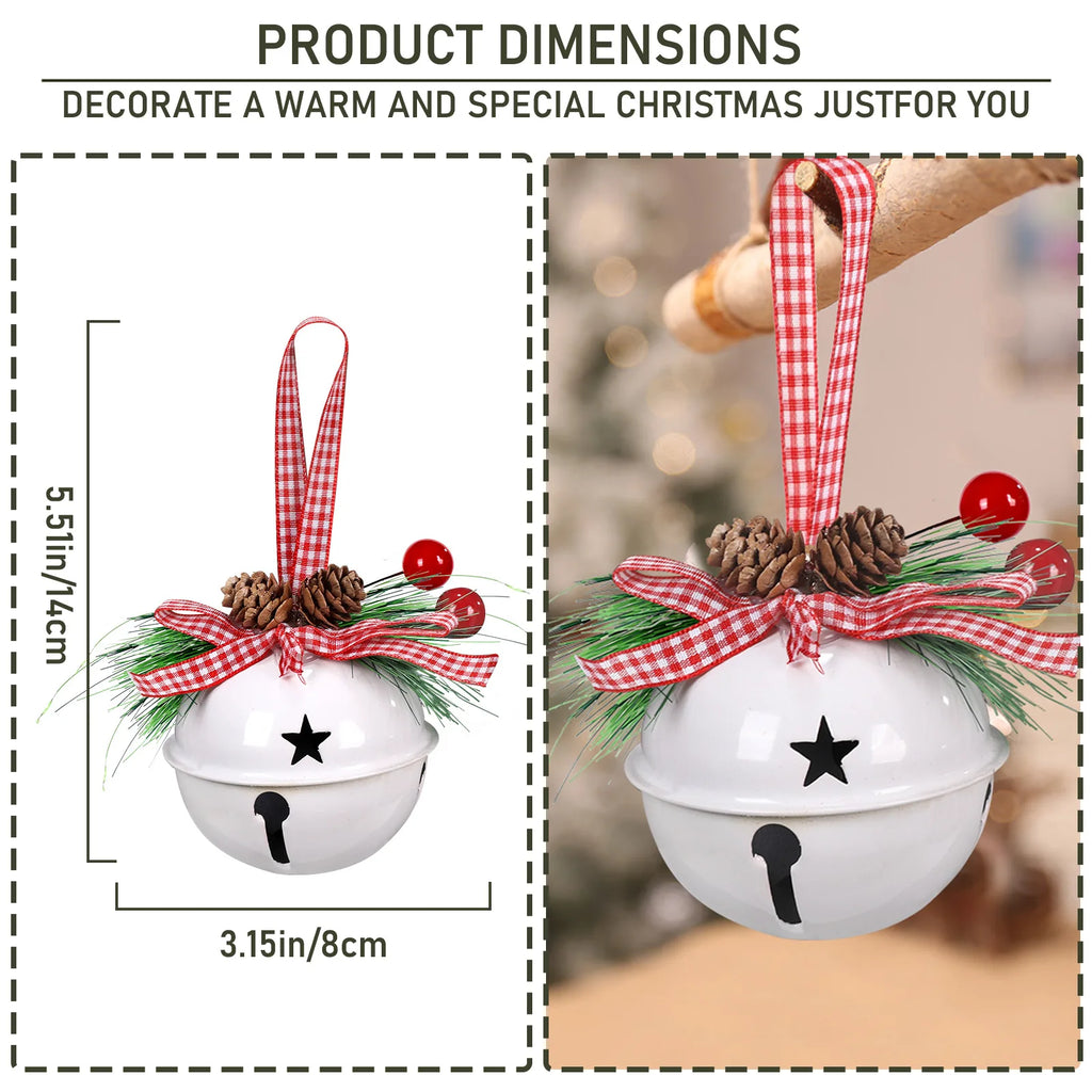 Product dimensions of the White Christmas bell ornament, 5.51 inches tall and 3.15 inches wide
