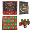 Christmas puzzle advent calendar box with twenty-four red and green numbered boxes and Nativity artwork.