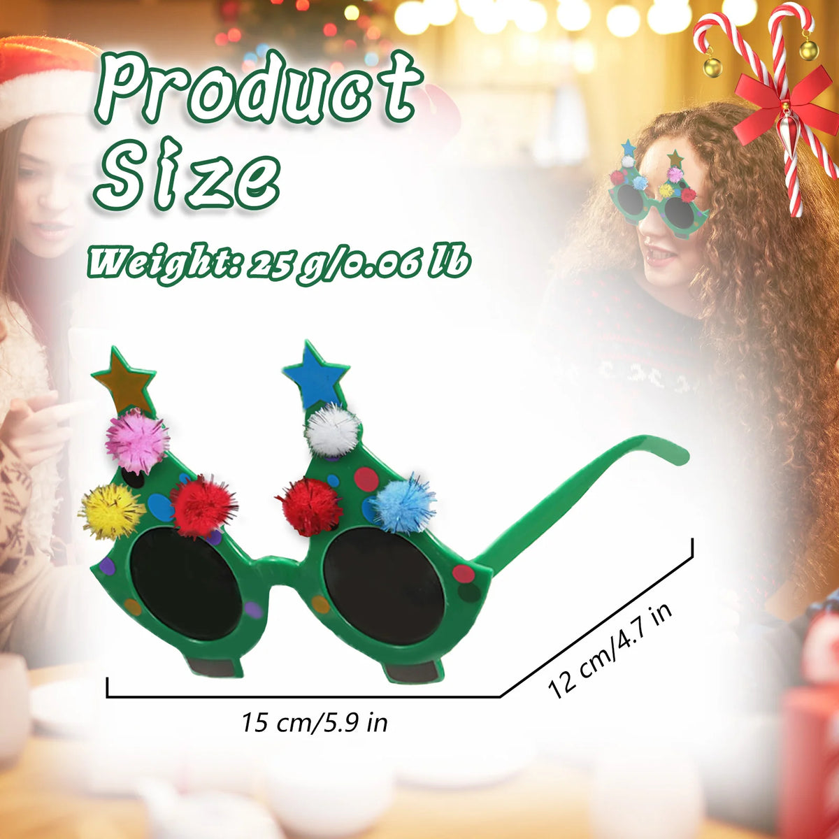 Dimension graphic shows 15 centimeter width and 12 centimeter arms for tree glasses.