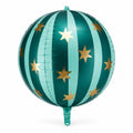 green striped foil balloon with gold stars, circus party decoration for kids birthday