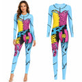 Women’s colorful patchwork doll jumpsuit costume front view