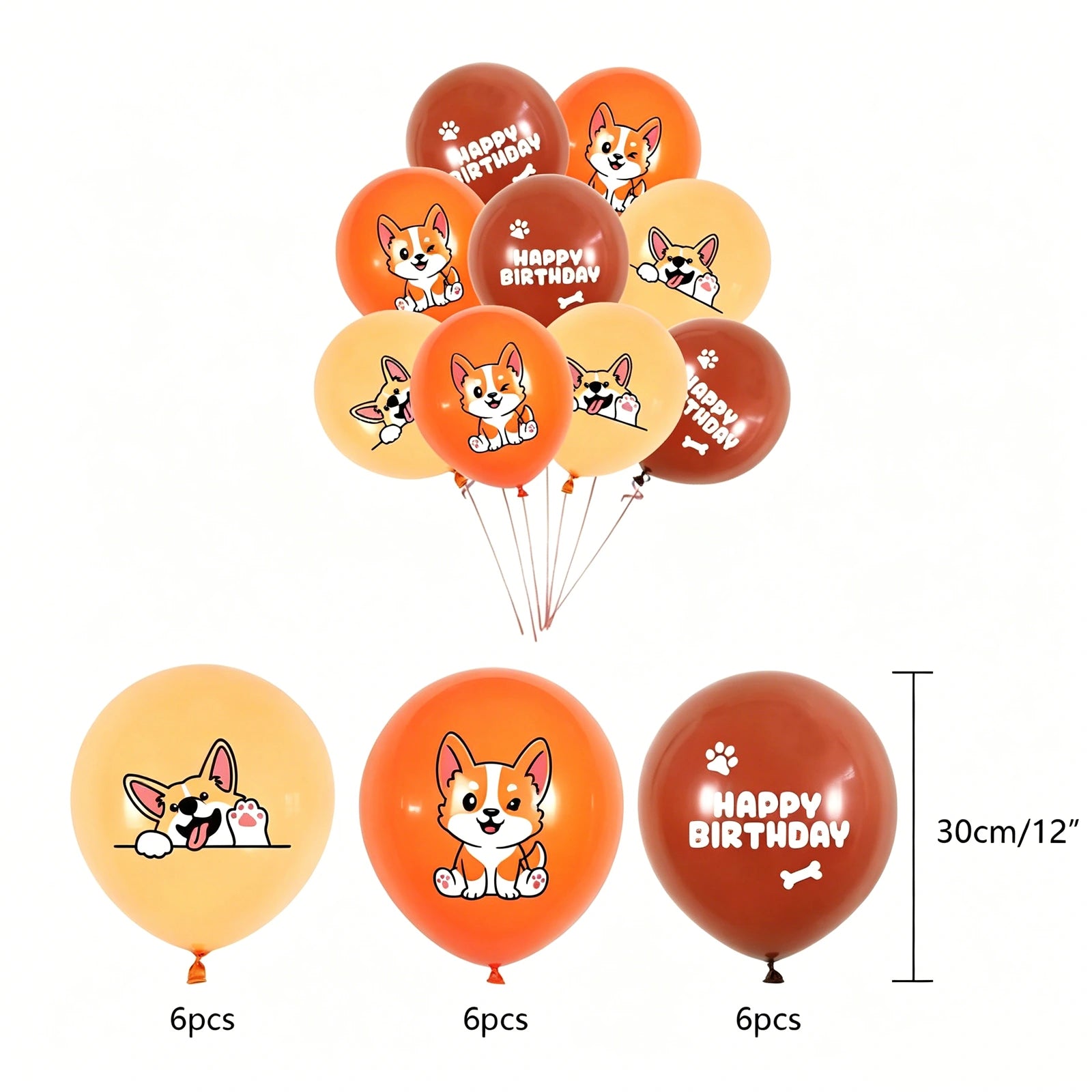 Corgi dog cupcake toppers for pet birthday cakes, about 10 cm / 4 in tall