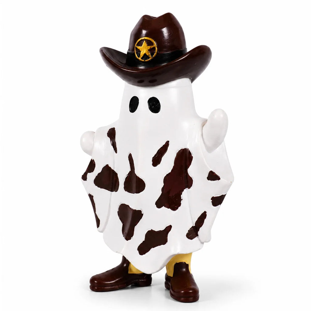 Three-quarter view shows the ghost's raised hand, hat, badge, and boots.