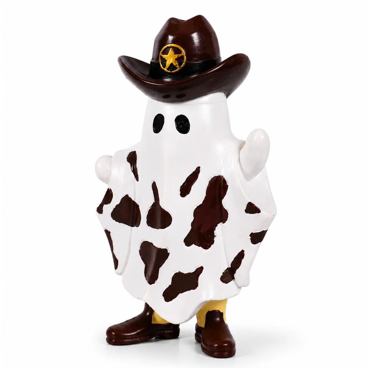 Three-quarter view shows the ghost's raised hand, hat, badge, and boots.