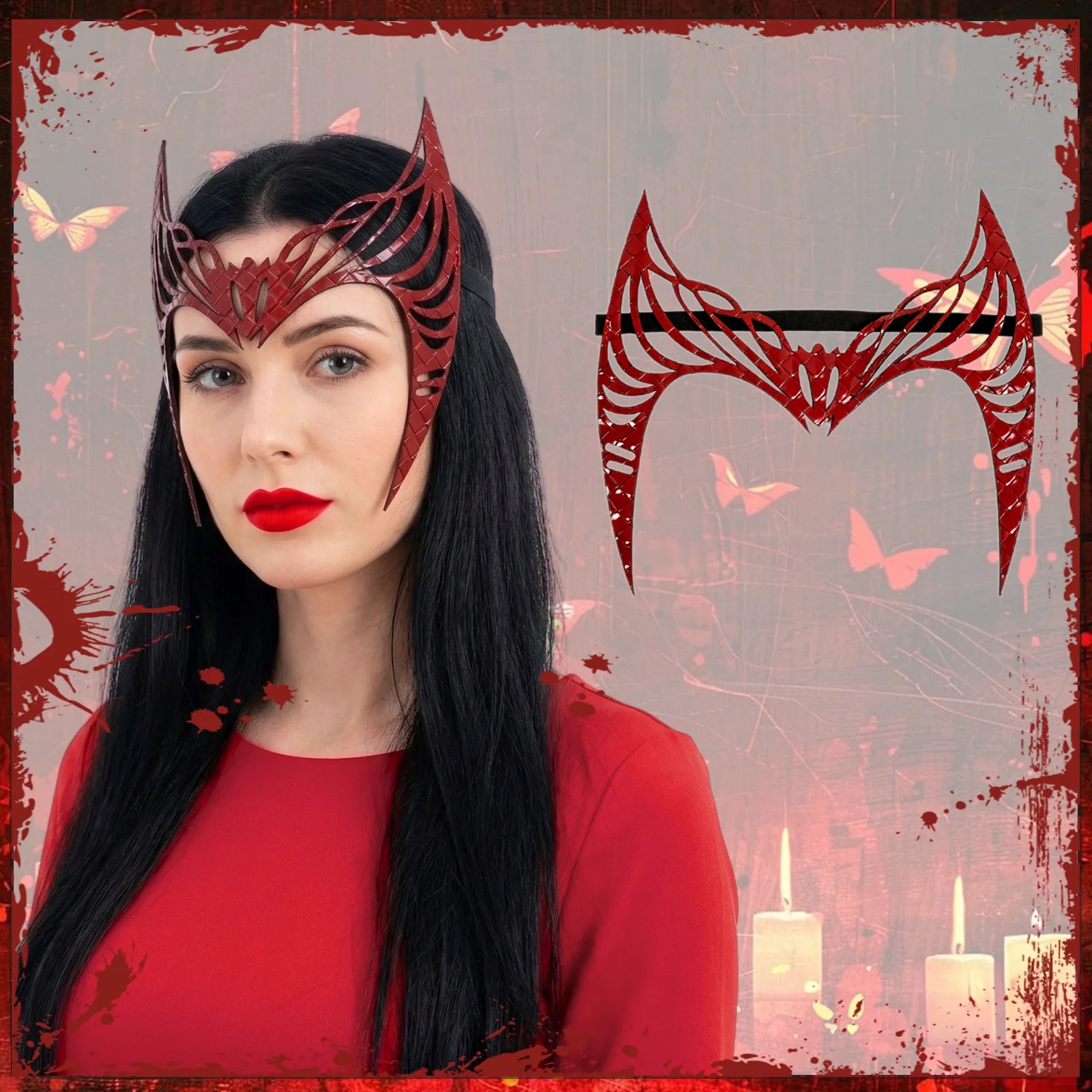 Feature graphic for the crimson witch crown headpiece, highlighting visible design details and intended use.