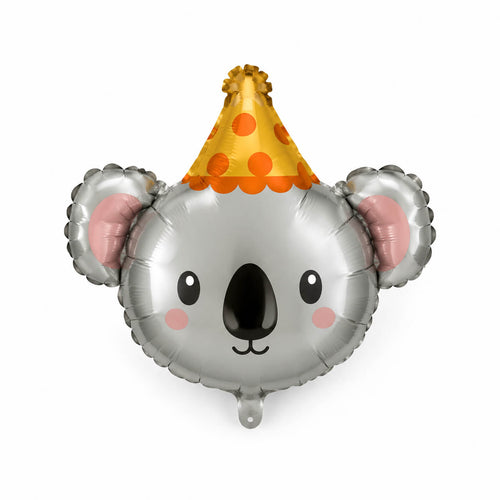 Cute circus koala foil mylar balloon with party hat for kids birthday party, animal theme party, circus party decorations and photo booth backdrop