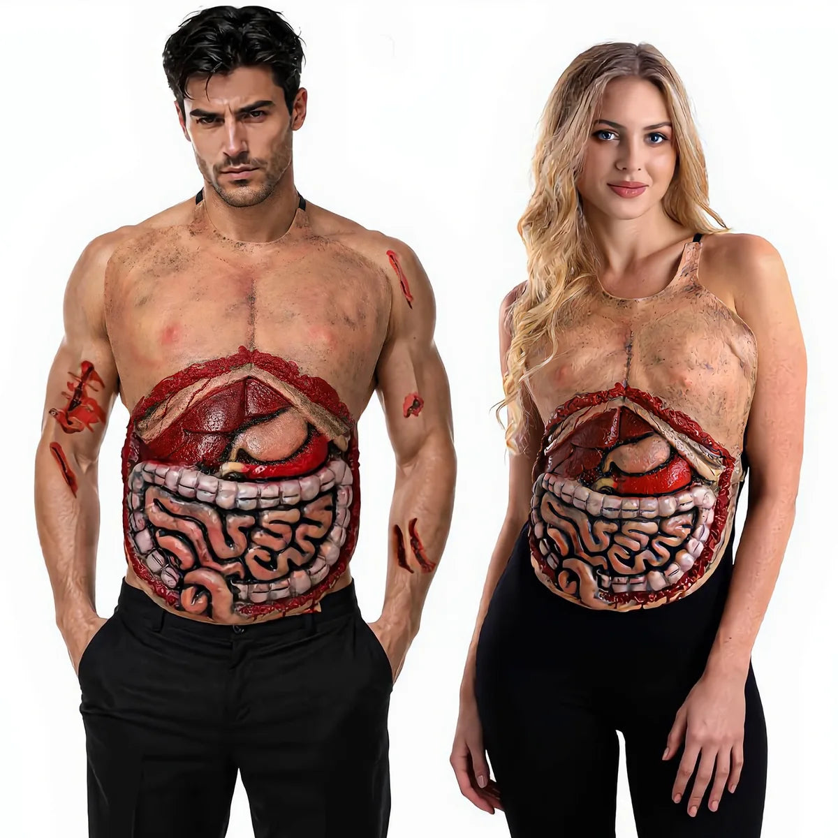 Front view of the exposed organ belly costume prop style c, showing its overall shape and visible design.