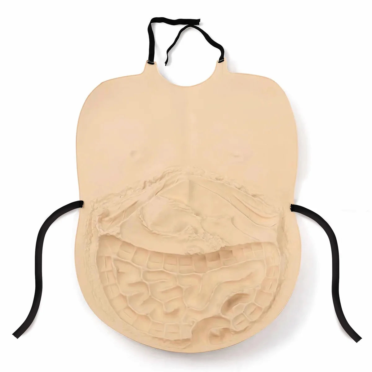 Side view of the exposed organ belly costume prop style c, showing its profile and visible construction details.