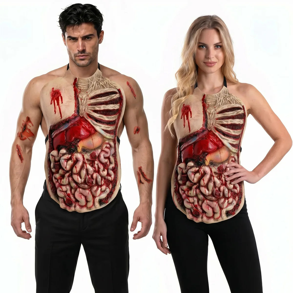 Front view of the exposed organ belly costume prop style d, showing its overall shape and visible design.