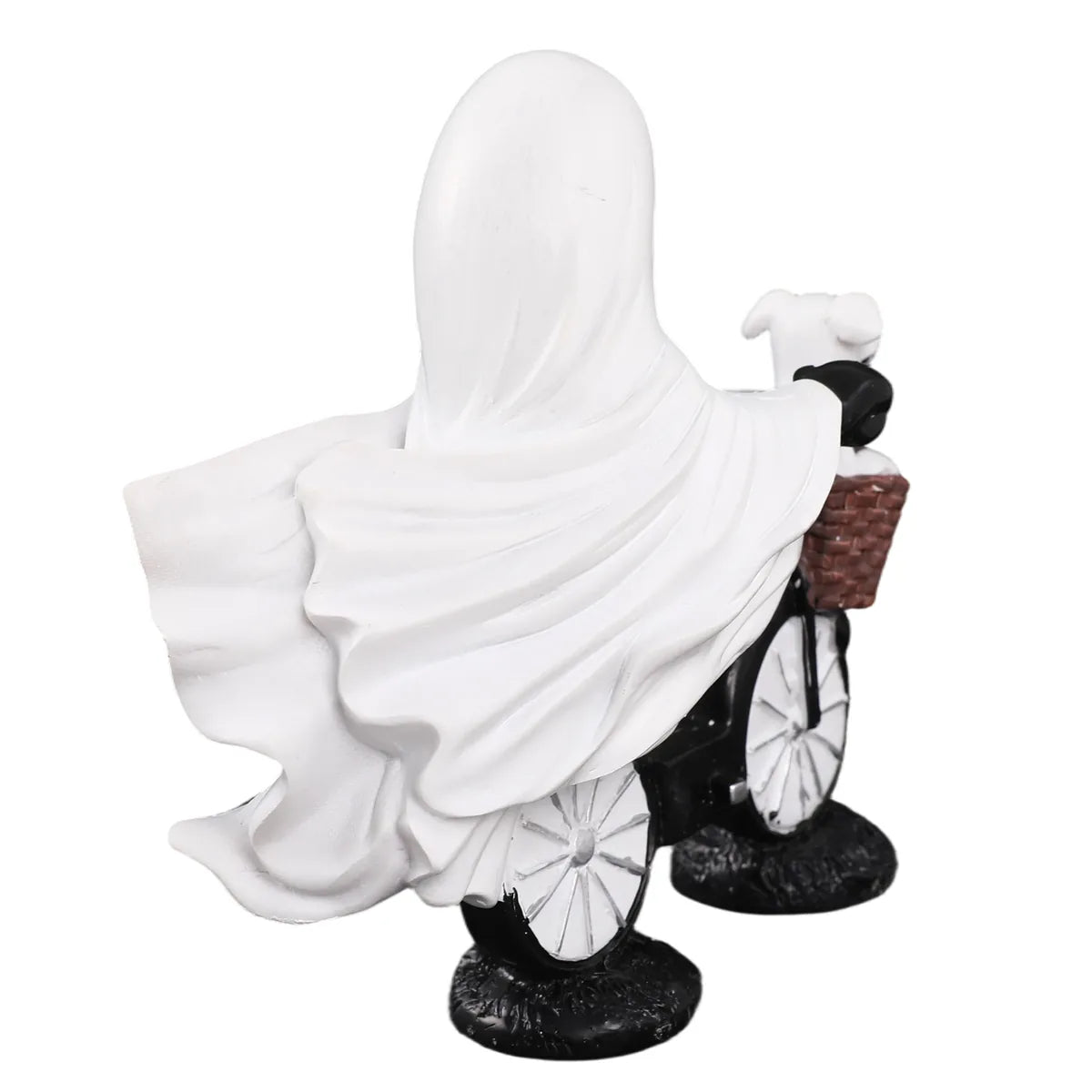 Back view shows the ghost cape flowing behind the bicycle figurine.