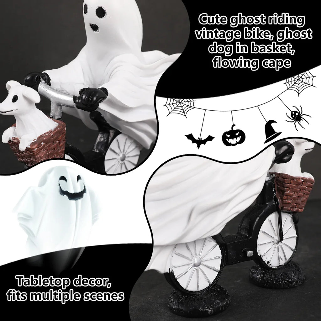 Detail graphic highlights the ghost rider, dog basket, and flowing cape.