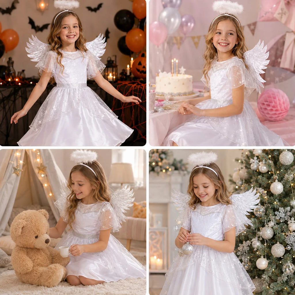 Girls angel costume for Christmas pageant and party occasions